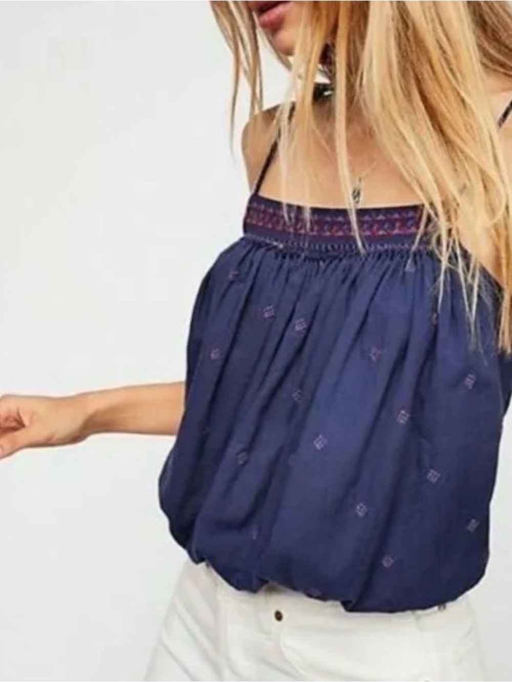 🔥 Free People Eternal love blue boho tank top Medium NWT